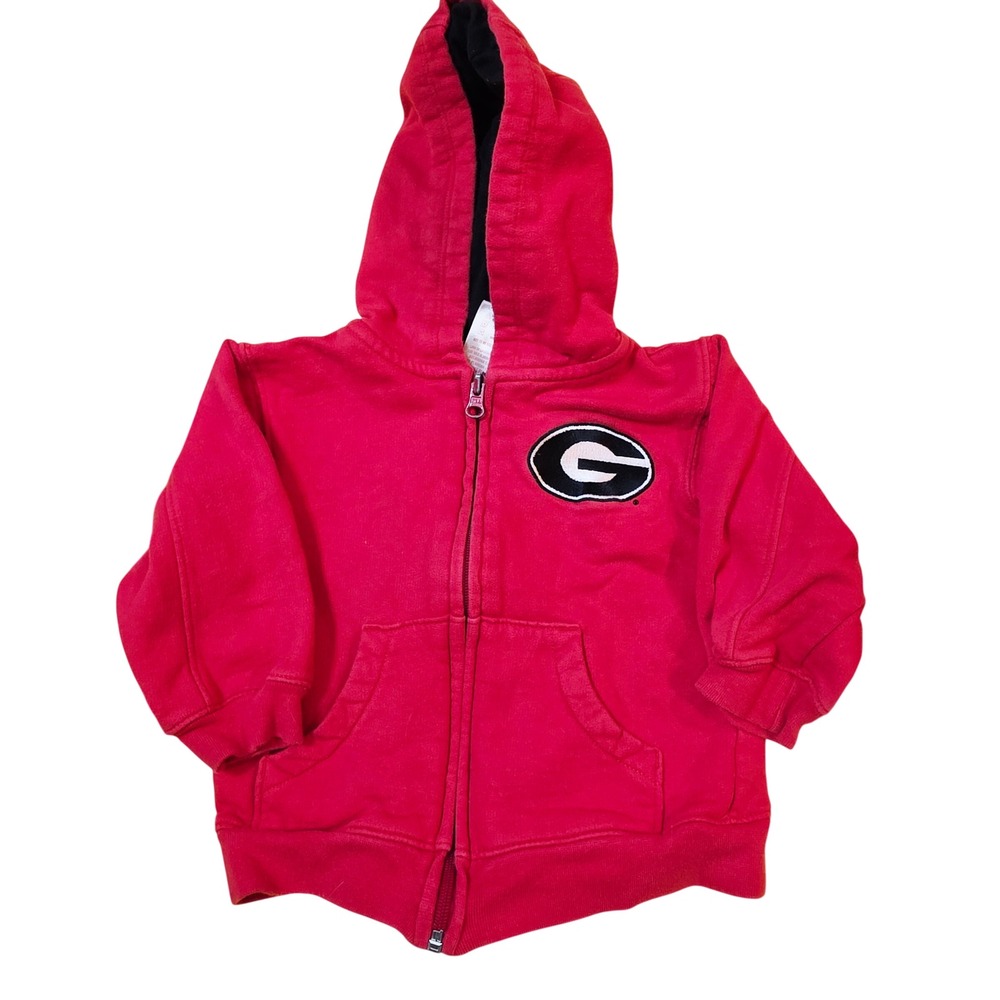 Georgia Bulldogs Toddler Hoodie Sweatshirt Red Zip Up‎ Kid AthleteSize 2T NCAA